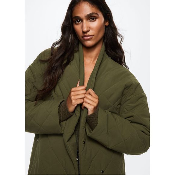 Mango Oversize Quilted Coat Khaki - Picture 5 of 12